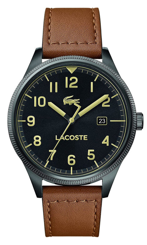 Buy Shop Lacoste Continental Black Dial Brown Leather Strap Watch for Men - 2011021 USA Online