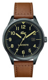 Buy Shop Lacoste Continental Black Dial Brown Leather Strap Watch for Men - 2011021 USA Online