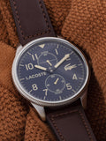 Buy Shop Lacoste Continental Blue Dial Brown Leather Strap Watch for Men - 2011040 USA Online