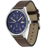 Buy Shop Lacoste Continental Blue Dial Brown Leather Strap Watch for Men - 2011040 USA Online