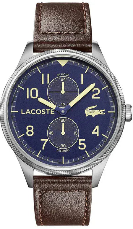 Buy Shop Lacoste Continental Blue Dial Brown Leather Strap Watch for Men - 2011040 USA Online