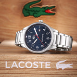 Buy Shop Lacoste Continental Blue Dial Silver Steel Strap Watch for Men - 2011022 USA Online