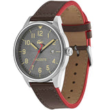 Buy Shop Lacoste Continental Gray Dial Brown Leather Strap Watch for Men - 2011020 USA Online