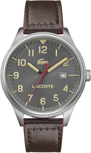 Buy Shop Lacoste Continental Gray Dial Brown Leather Strap Watch for Men - 2011020 USA Online