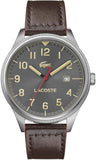 Buy Shop Lacoste Continental Gray Dial Brown Leather Strap Watch for Men - 2011020 USA Online