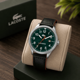 Buy Shop Lacoste Continental Green Dial Black Leather Strap Watch for Men - 2011019 USA Online