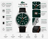 Buy Shop Lacoste Continental Green Dial Black Leather Strap Watch for Men - 2011019 USA Online