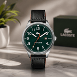 Buy Shop Lacoste Continental Green Dial Black Leather Strap Watch for Men - 2011019 USA Online