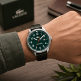 Buy Shop Lacoste Continental Green Dial Black Leather Strap Watch for Men - 2011019 USA Online