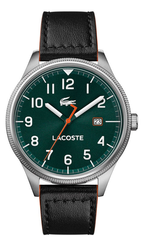 Buy Shop Lacoste Continental Green Dial Black Leather Strap Watch for Men - 2011019 USA Online