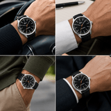 Buy Shop Lacoste Edmonton Black Dial Black Leather Strap Watch for Men - 2010888 USA Online