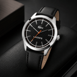 Buy Shop Lacoste Edmonton Black Dial Black Leather Strap Watch for Men - 2010888 USA Online