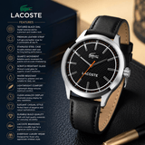 Buy Shop Lacoste Edmonton Black Dial Black Leather Strap Watch for Men - 2010888 USA Online