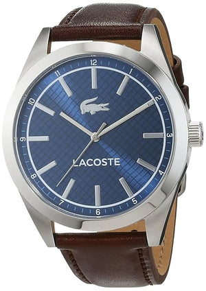 Buy Shop Lacoste Edmonton Blue Dial Brown Leather Strap Watch for Men - 2010889 USA Online