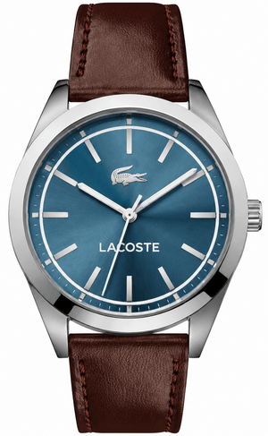 Buy Shop Lacoste Edmonton Blue Dial Brown Leather Strap Watch for Men - 2010889 USA Online