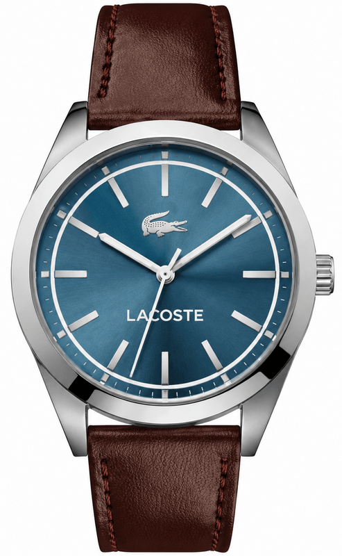 Buy Shop Lacoste Edmonton Blue Dial Brown Leather Strap Watch for Men - 2010889 USA Online
