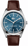 Buy Shop Lacoste Edmonton Blue Dial Brown Leather Strap Watch for Men - 2010889 USA Online