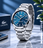 Buy Shop Lacoste Edmonton Blue Dial Silver Steel Strap Watch for Men - 2010924 USA Online