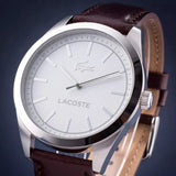 Buy Shop Lacoste Edmonton White Dial Brown Leather Strap Watch for Men - 2010893 USA Online