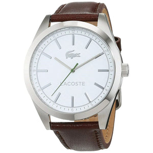 Buy Shop Lacoste Edmonton White Dial Brown Leather Strap Watch for Men - 2010893 USA Online