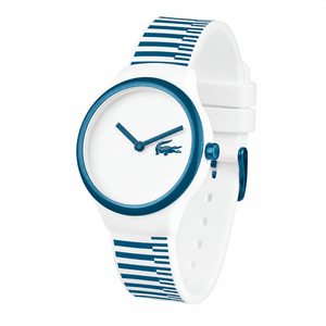 Buy Shop Lacoste Goa White Dial Two Tone Silicone Strap Watch for Men - 2020118 USA Online