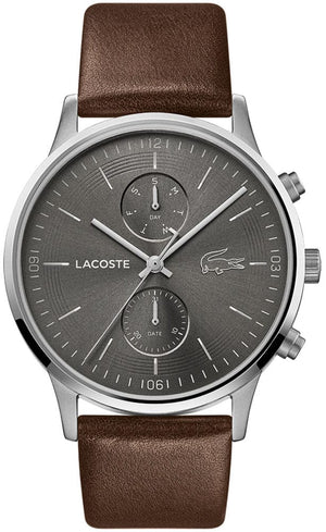 Buy Shop Lacoste Madrid Gray Dial Brown Leather Strap Watch for Men - 2011066 USA Online