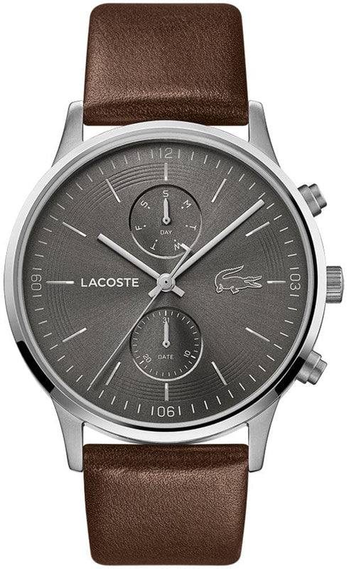 Buy Shop Lacoste Madrid Gray Dial Brown Leather Strap Watch for Men - 2011066 USA Online