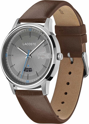 Buy Shop Lacoste Madrid Grey Dial Brown Leather Strap Watch for Men - 2011033 USA Online