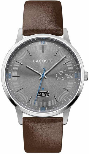 Buy Shop Lacoste Madrid Grey Dial Brown Leather Strap Watch for Men - 2011033 USA Online