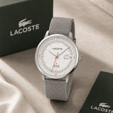 Buy Shop Lacoste Madrid White Dial Gray Leather Strap Watch for Men - 2011031 USA Online