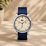 Buy Shop Lacoste Metro White Dial Blue Textile Strap Watch for Men - 2010875 USA Online