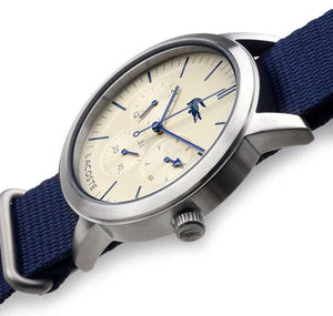 Buy Shop Lacoste Metro White Dial Blue Textile Strap Watch for Men - 2010875 USA Online