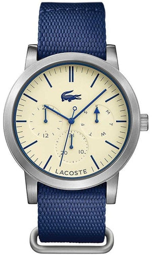 Buy Shop Lacoste Metro White Dial Blue Textile Strap Watch for Men - 2010875 USA Online