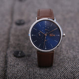 Buy Shop Lacoste Moon Multifunction Blue Dial Brown Leather Strap Watch for Men - 2010976 USA Online