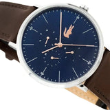 Buy Shop Lacoste Moon Multifunction Blue Dial Brown Leather Strap Watch for Men - 2010976 USA Online