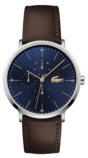 Buy Shop Lacoste Moon Multifunction Blue Dial Brown Leather Strap Watch for Men - 2010976 USA Online