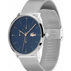 Buy Shop Lacoste Moon Multifunction Blue Dial Silver Mesh Strap Watch for Men - 2011024 USA Online