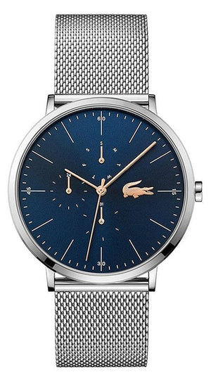 Buy Shop Lacoste Moon Multifunction Blue Dial Silver Mesh Strap Watch for Men - 2011024 USA Online