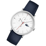 Buy Shop Lacoste Moon Multifunction White Dial Blue Leather Strap Watch for Men - 2010975 USA Online