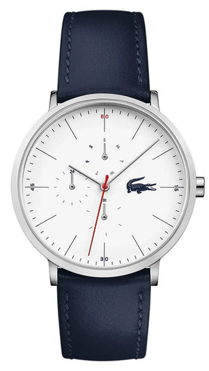 Buy Shop Lacoste Moon Multifunction White Dial Blue Leather Strap Watch for Men - 2010975 USA Online