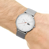 Buy Shop Lacoste Moon Multifunction White Dial Silver Steel Strap Watch for Men - 2011025 USA Online