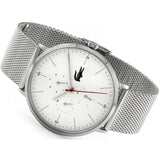 Buy Shop Lacoste Moon Multifunction White Dial Silver Steel Strap Watch for Men - 2011025 USA Online