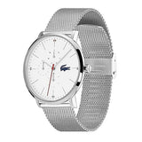 Buy Shop Lacoste Moon Multifunction White Dial Silver Steel Strap Watch for Men - 2011025 USA Online