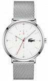 Buy Shop Lacoste Moon Multifunction White Dial Silver Steel Strap Watch for Men - 2011025 USA Online