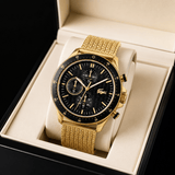 Buy Shop Lacoste Neoheritage Chronograph Black Dial Gold Mesh Strap Watch for Men - 2011254 USA Online