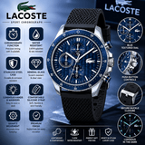 Buy Shop Lacoste Neoheritage Chronograph Blue Dial Black Silicone Strap Watch for Men - 2011252 USA Online