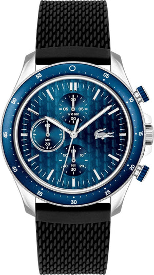 Buy Shop Lacoste Neoheritage Chronograph Blue Dial Black Silicone Strap Watch for Men - 2011252 USA Online