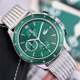 Buy Shop Lacoste Neoheritage Chronograph Green Dial Silver Steel Strap Watch for Men - 2011255 USA Online