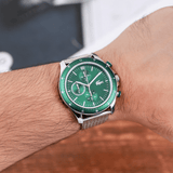 Buy Shop Lacoste Neoheritage Chronograph Green Dial Silver Steel Strap Watch for Men - 2011255 USA Online