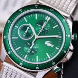 Buy Shop Lacoste Neoheritage Chronograph Green Dial Silver Steel Strap Watch for Men - 2011255 USA Online